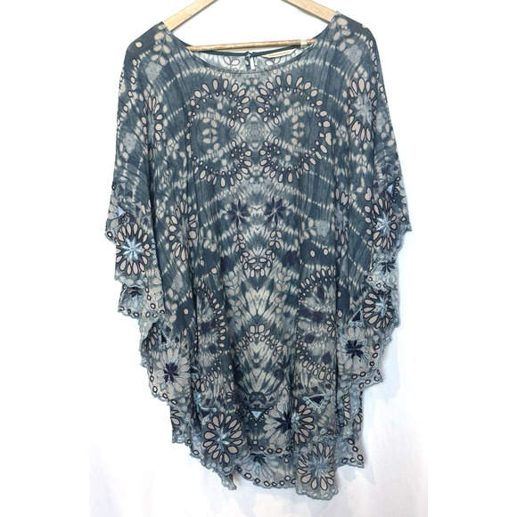 Soft Surroundings Casual Resort Tunic Eyelet Cover Up Kimono Coastal Beach Boho - Picture 1 of 15